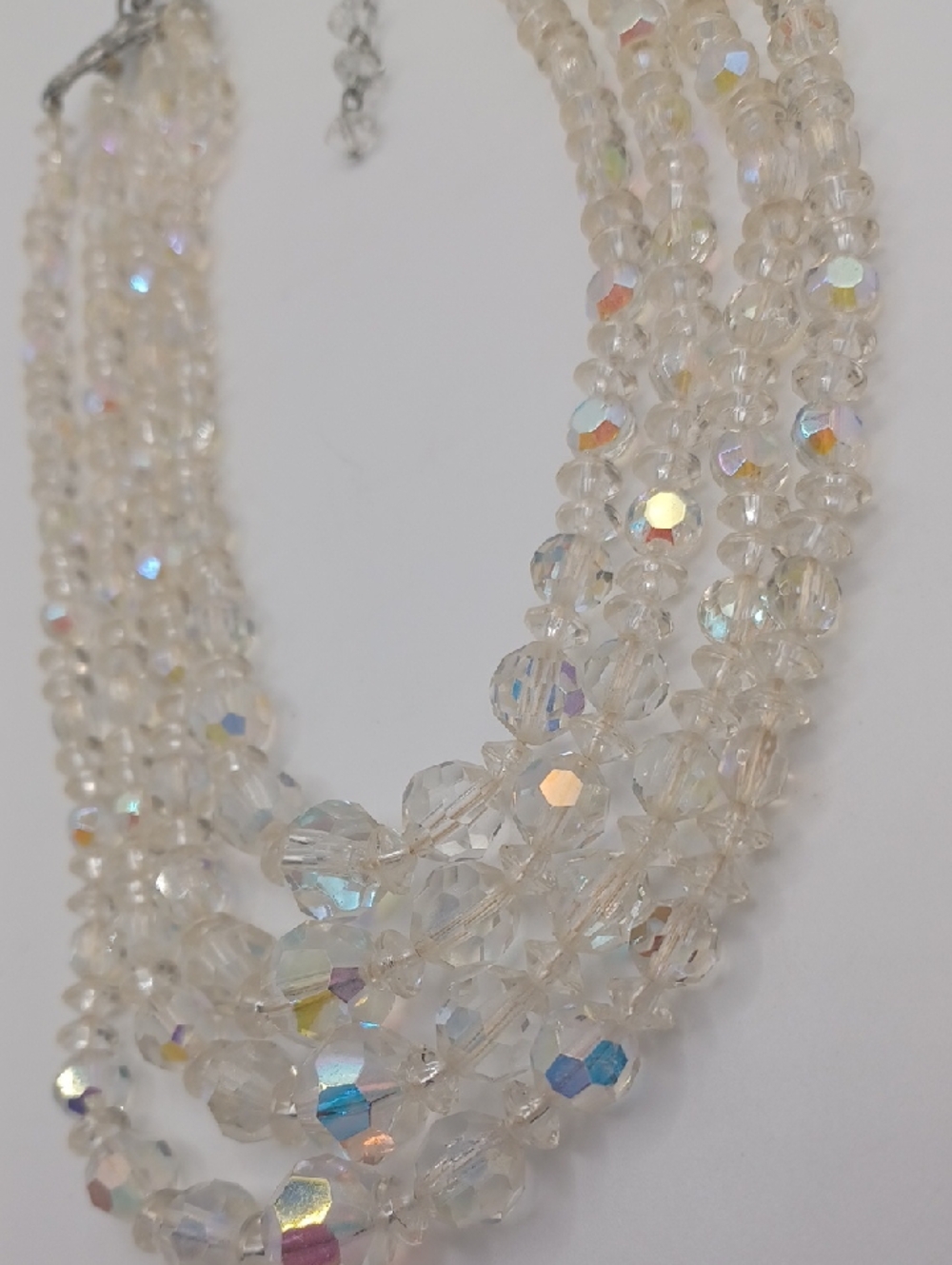Clear Crystal AB Four Strand Necklace - Picture 6 of 6